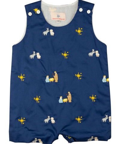 Nativity Embroidered Navy Shortall