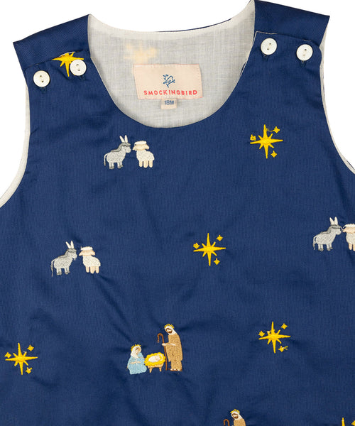 Nativity Embroidered Navy Shortall