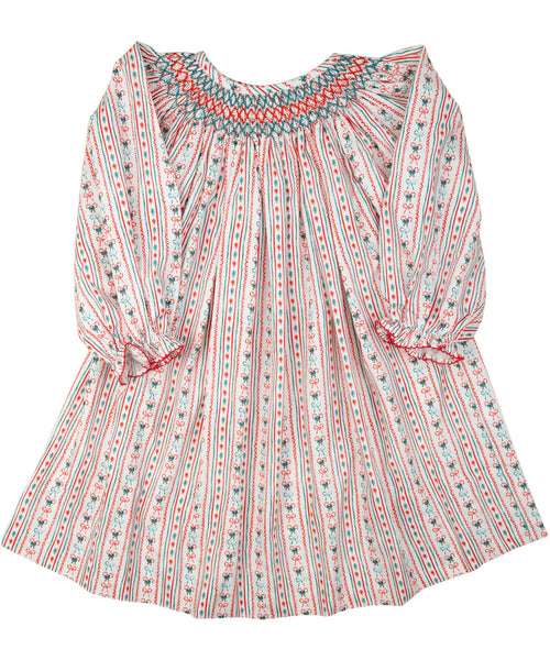 Vintage Candy Cane Smocked Dress