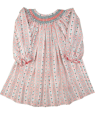 Vintage Candy Cane Smocked Dress