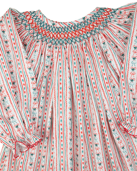 Vintage Candy Cane Smocked Dress