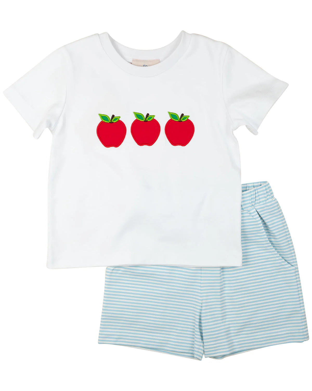 Light Blue Apple Knit Shorts Set