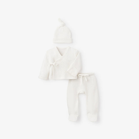 Organic Cotton Pointelle 3 PC  Preemie Layette Set w/ Gift Box