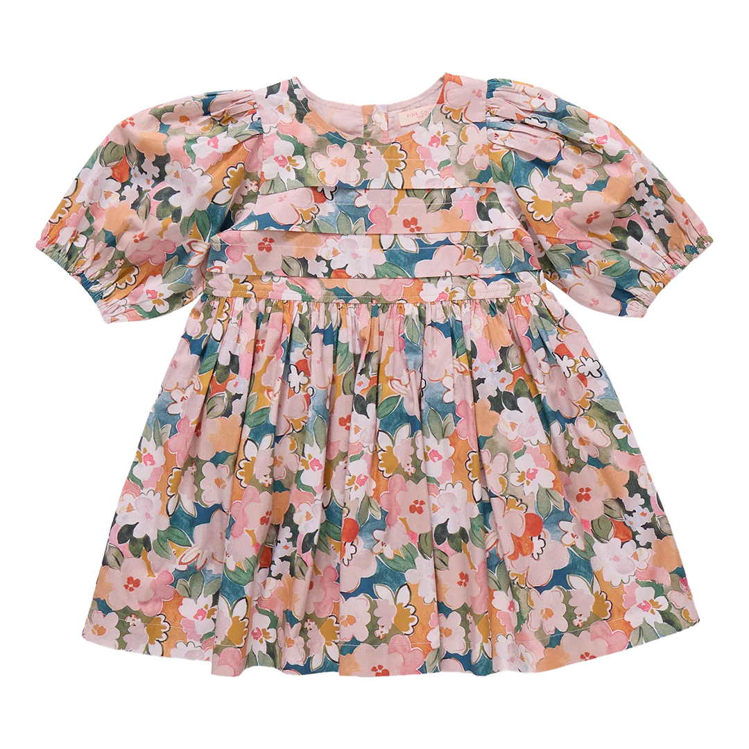 Girls Evelyn Dress- Watercolor Floral