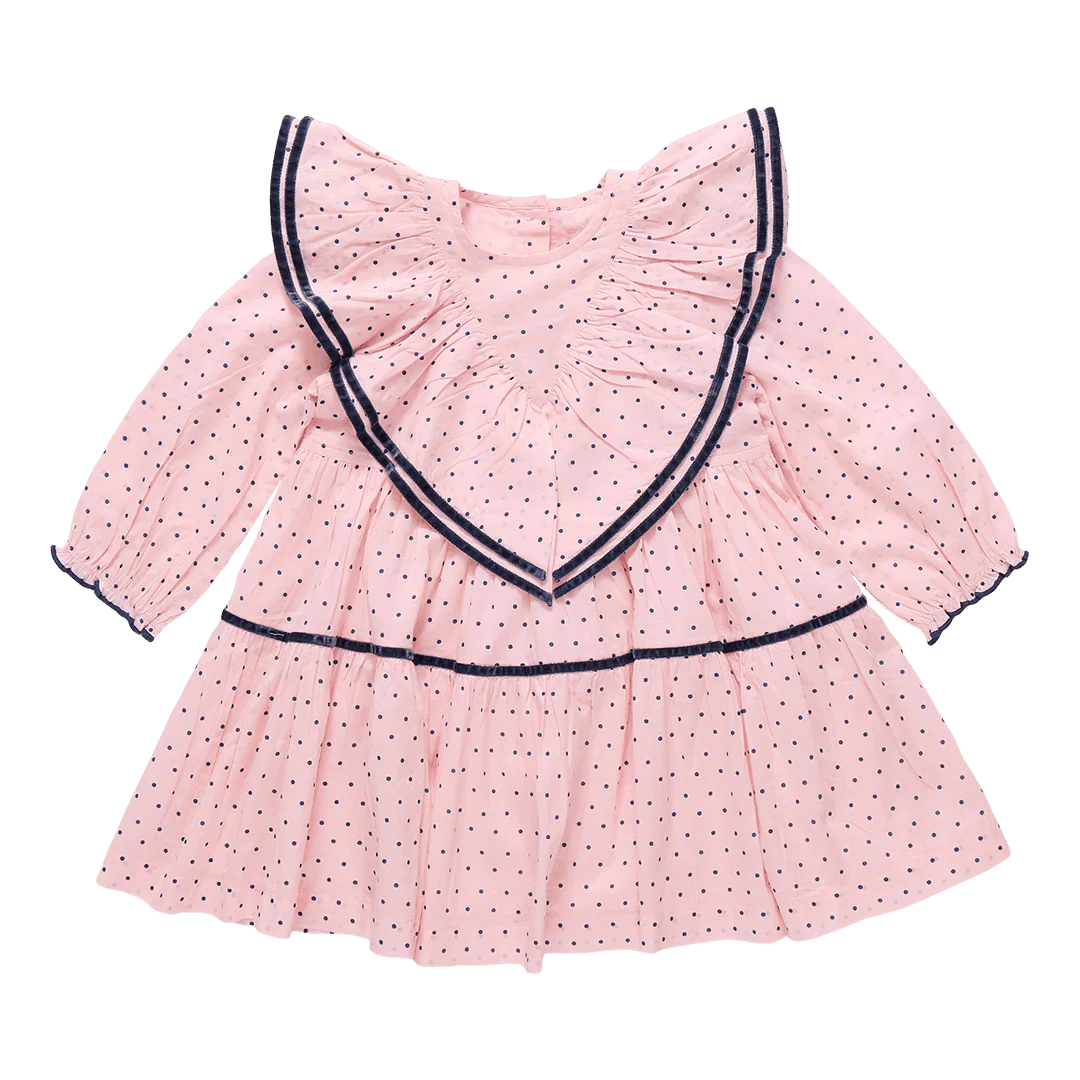 Girls Raphaela Dress-  Strawberry Cream Polka Dot