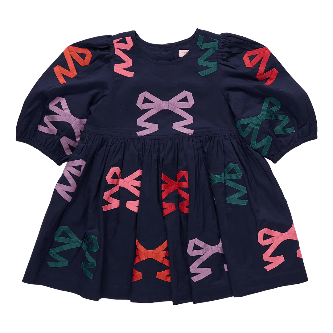 Girls Brooke Dress- Multi Bow Applique