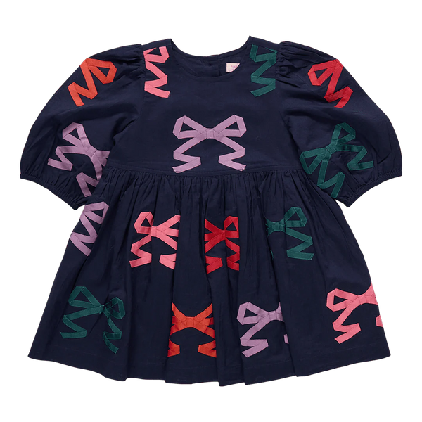 Girls Brooke Dress- Multi Bow Applique