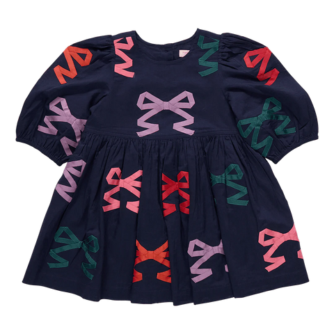 Girls Brooke Dress- Multi Bow Applique