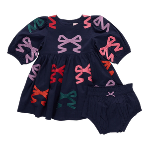 Baby Girls Brooke Dress Set-  Multi Bow Applique