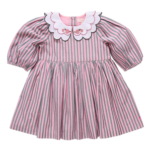 Girls Darcy Dress- Pink Green Stripe