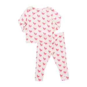 Kids Bamboo PJ Set- Pink Chickens
