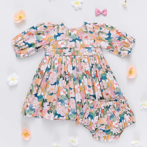 Baby Girls Evelyn Dress Set- Watercolor Floral