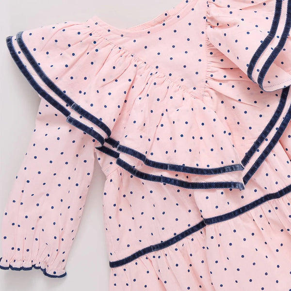 Girls Raphaela Dress-  Strawberry Cream Polka Dot
