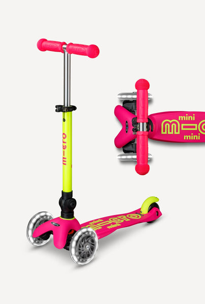 Micro Mini Foldable Led Scooter - Neon Flamingo Pink/Yellow
