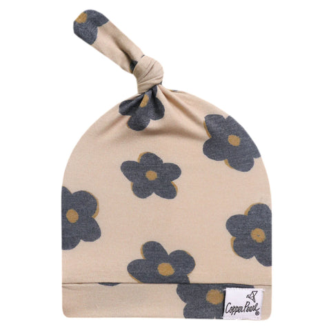 Newborn Top Knot Hat- Gemma in Tan