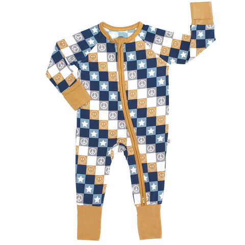Happy Daze Blue Bamboo Convertible Baby Pajama