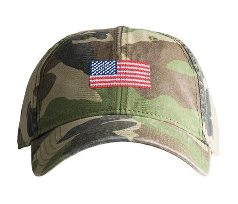 American Flag on Camo Hat
