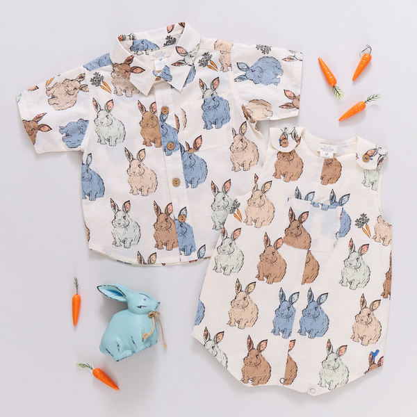 Baby Boys Noah Jumper- Blue Vintage Bunnies (FINAL SALE)