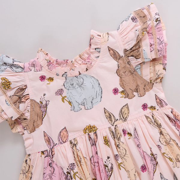 Girls Jennifer Double Ruffle Dress- Vintage Bunnies (FINAL SALE)