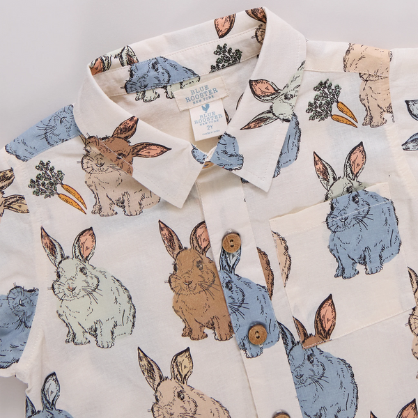 Boys Jack Shirt- Blue Vintage Bunnies (FINAL SALE)