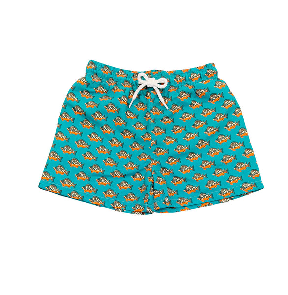 Saint Simons Swim Trunk- Teal Tropical