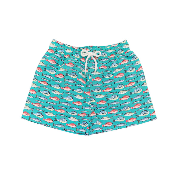 Saint Simons Swim Trunk- Aqua Fish