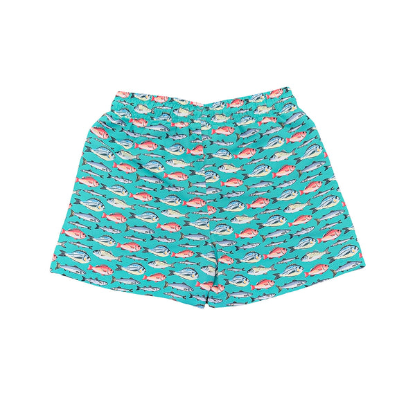 Saint Simons Swim Trunk- Aqua Fish