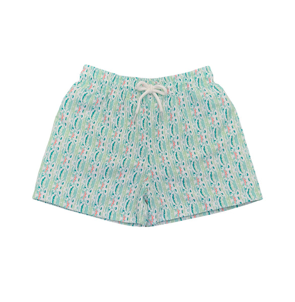 Saint Simons Swim Trunk- White Ikat