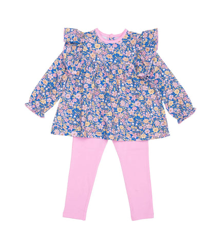 Abree- Ditsy Navy Pink Watercolor
