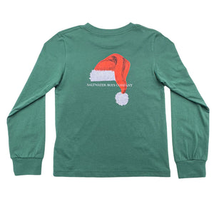 Santa Hat Graphic Long Sleeve Pocket Tee