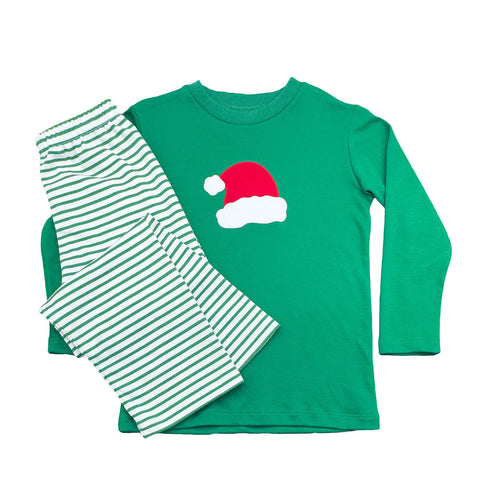 2 Piece Applique Pant Set Santa Hat