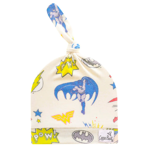 Newborn Top Knot Hat- Justice League