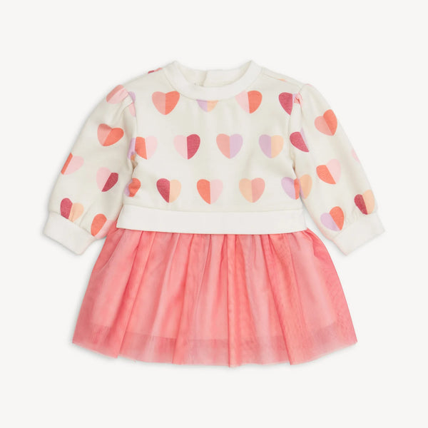 Pink Hearts Magnetic Kids Sweatshirt Tutu Dress