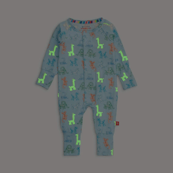Magnetic Convertible Coverall- Blue Party Animals Glow In The Dark