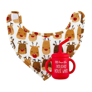 Christmas Bib & Cup Set- House White (FINAL SALE)