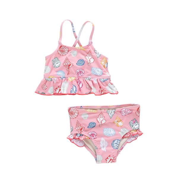 Baby Girls Joy Tankini- Pink Seashells