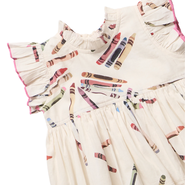 Girls Jennifer Dress- Tossed Crayons