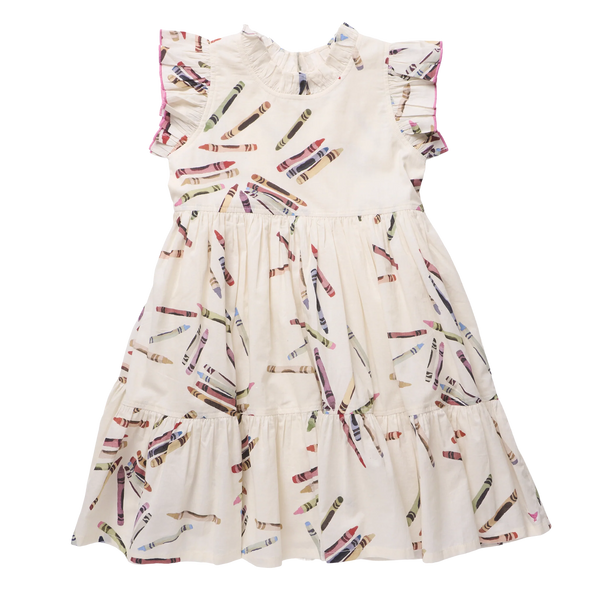 Girls Jennifer Dress- Tossed Crayons