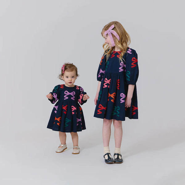 Girls Brooke Dress- Multi Bow Applique