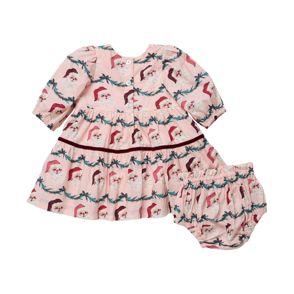 Baby Girls Maribelle Dress Set- Santa Garland
