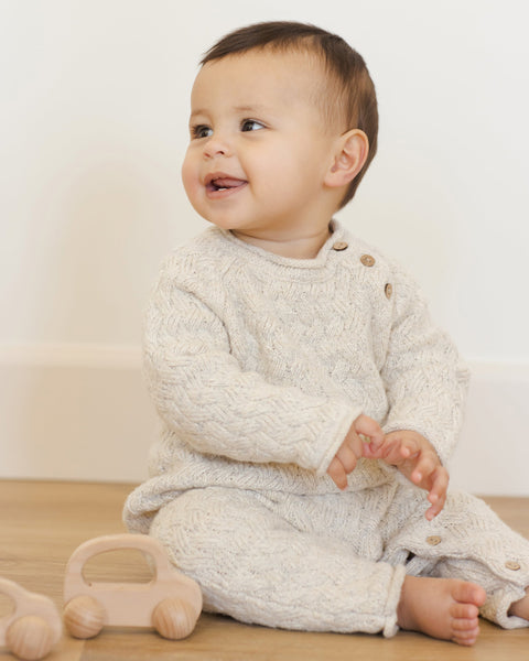 Cozy Heather Knit Jumpsuit || Blue