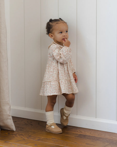 Ruffle Collar Button Dress Pink Blossom