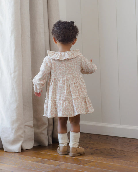 Ruffle Collar Button Dress Pink Blossom