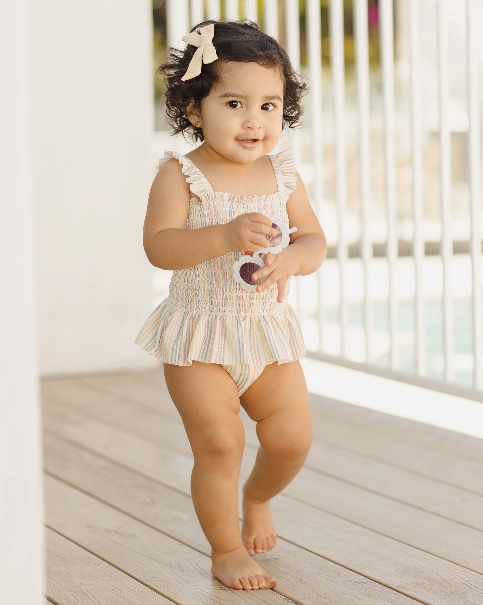Smocked One-Piece Swimsuit || Multi-Stripe (FINAL SALE)