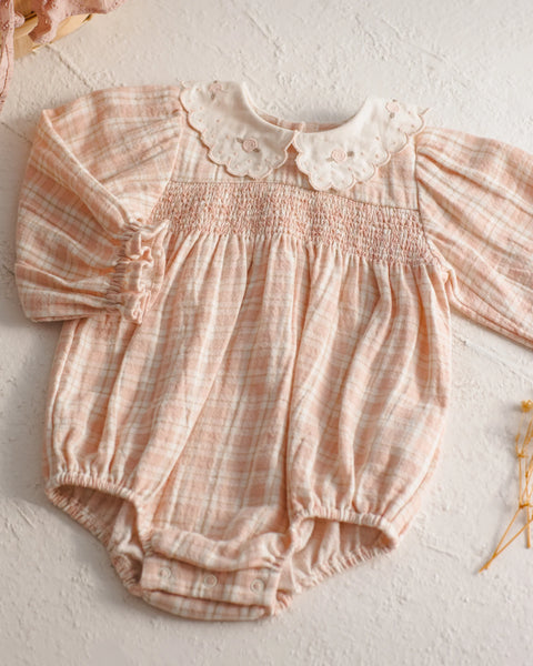 Callie Romper || Pink Plaid