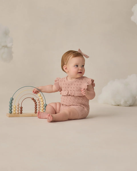 Pointelle Ruffle Romper Blush