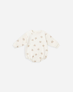 Crewneck Bubble Romper || Brown Bear
