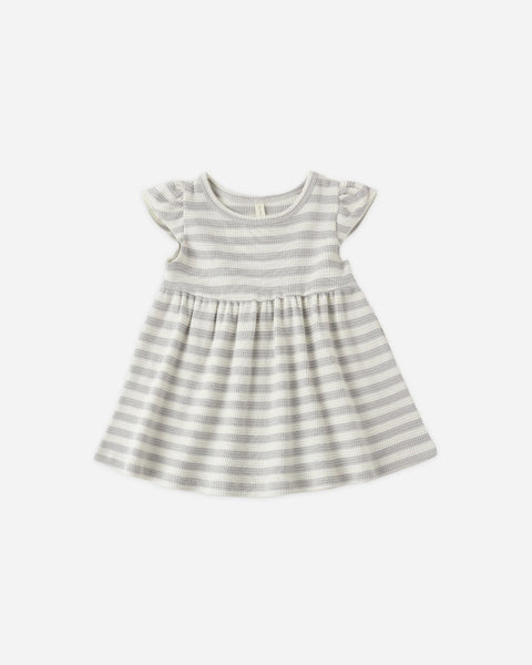 Flutter Sleeve Dress Sky Stripe