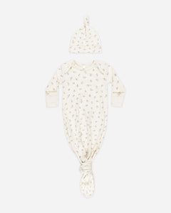 Knotted Baby Gown + Hat Set || Fleur