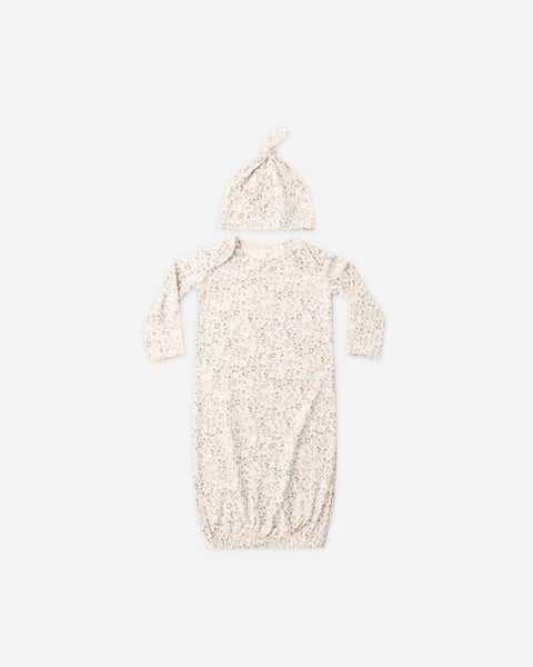 Bamboo Baby Gown + Hat Set Bloom